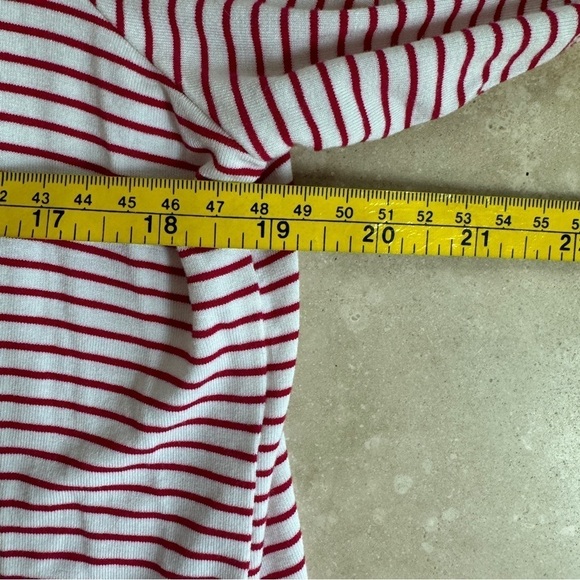 Chicos Red Asymmetrical Stripe 3/4 Sleeve Pockets Tunic Womens Size 12 Top - Picture 10 of 15